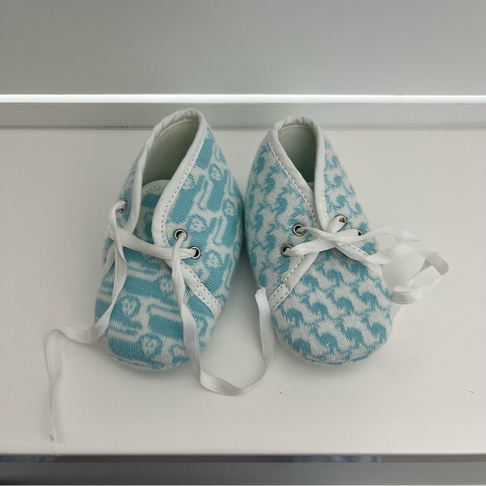 Authentic Hermes paf cabriole baby booties blue